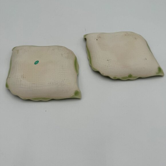 A Set of 2 Vintage Tajimi Japan Green Leaf Plates Small - Picture 4 of 10